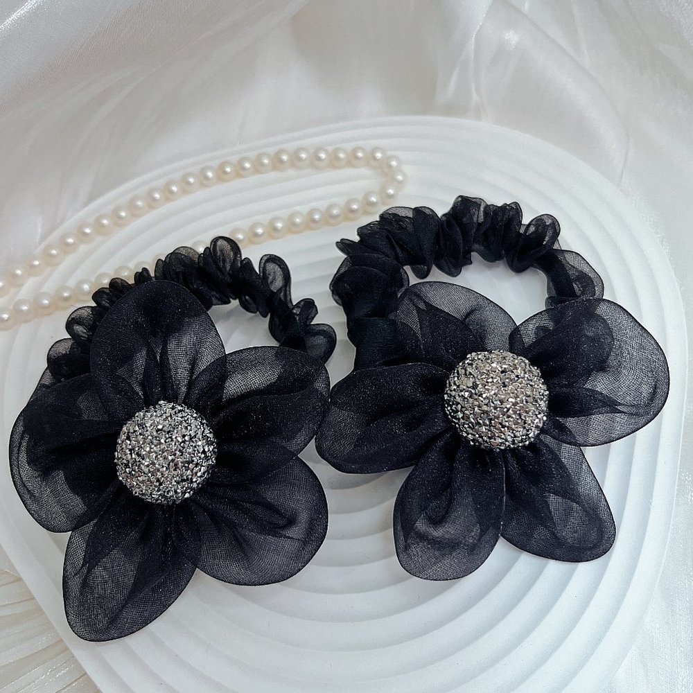 Vintage Sparkly Flower Hair Ties